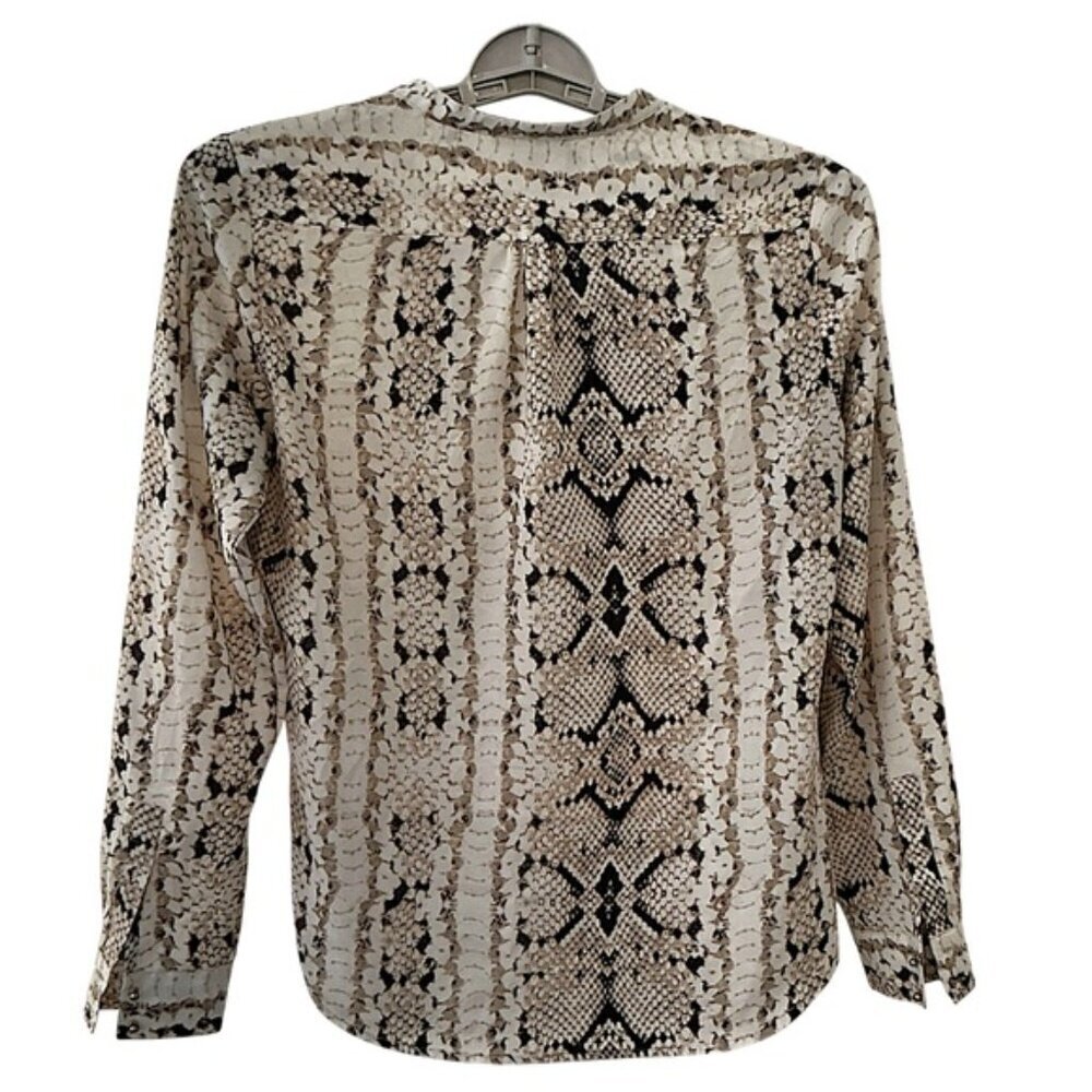 Violet & Claire Animal Print Blouse Top Long Sleeve Brown Cream Size Small - Picture 5 of 15
